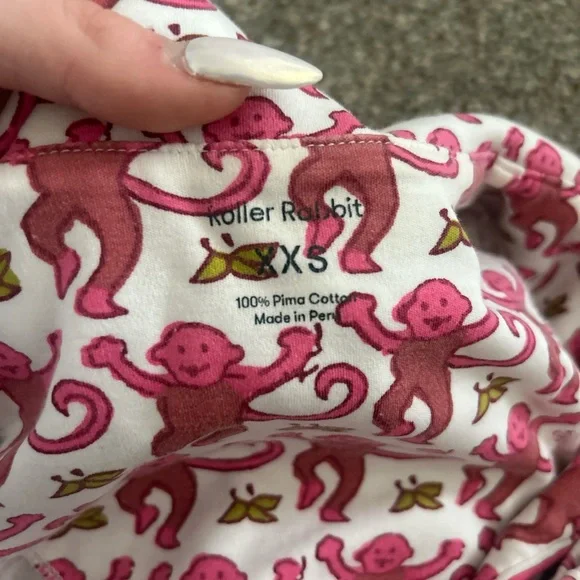 NWOT Roller Rabbit Pink and White Pajama Set Intimates Sleepwear - Picture 2 of 2